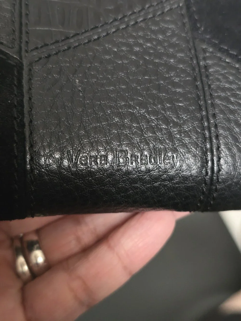 VERA BRADLEY Leather RFID Georgia Black Patchwork Wallet